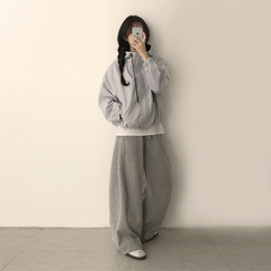 バイカラーフードウィンドブレーカー GREY