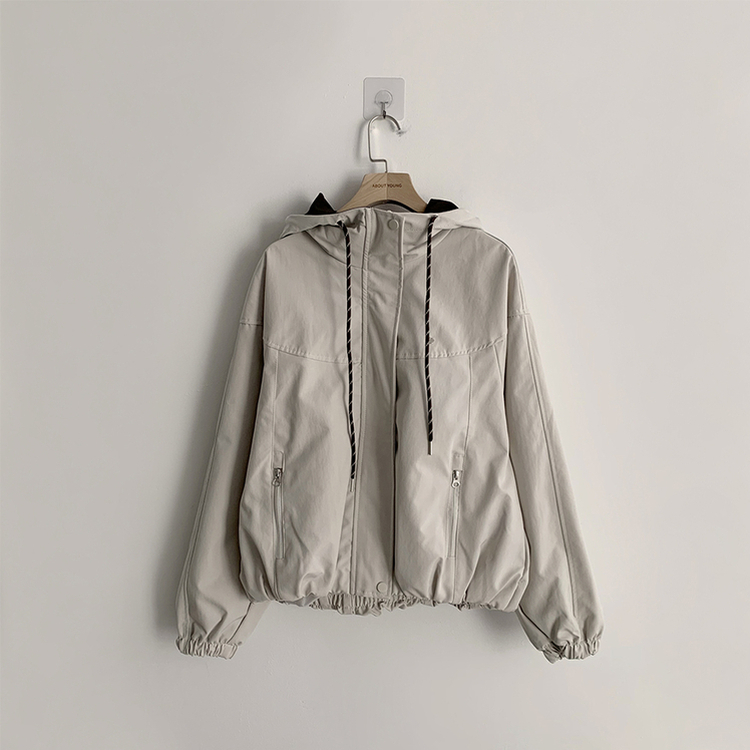 츄파츕스 봄 루즈핏 긴팔 바람막이 데일리 배색 스트링 포켓 후드 점퍼 교복 아우터 야상 3color