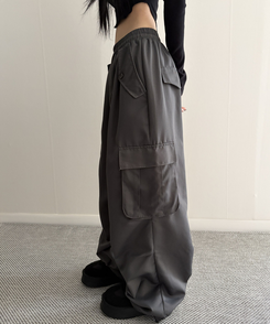 ストリングカーゴバルーンワイドパンツ(6color) CHARCOAL