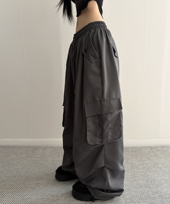 ストリングカーゴバルーンワイドパンツ(6color) CHARCOAL