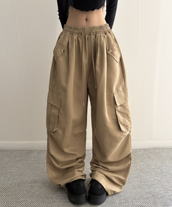 ストリングカーゴバルーンワイドパンツ(6color) BEIGE