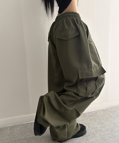 ストリングカーゴバルーンワイドパンツ(6color) KHAKI