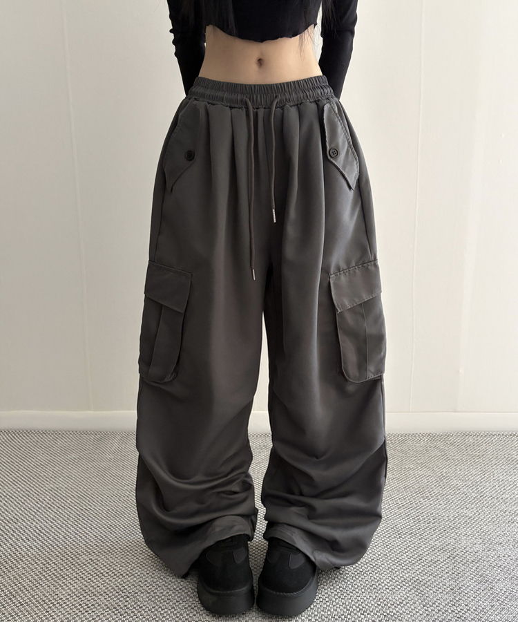 ストリングカーゴバルーンワイドパンツ(6color) CHARCOAL