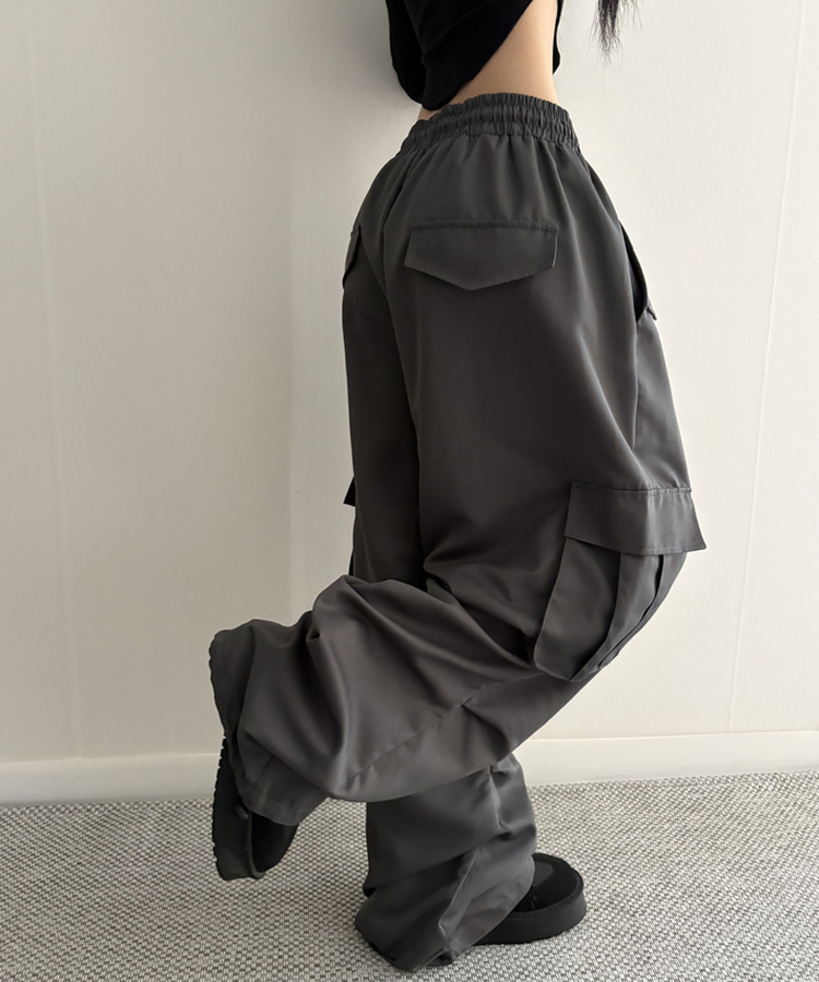 ストリングカーゴバルーンワイドパンツ(6color) CHARCOAL