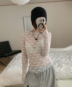 フラワーレーストップス WHITE