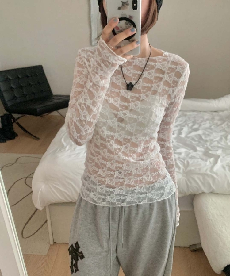 フラワーレーストップス WHITE