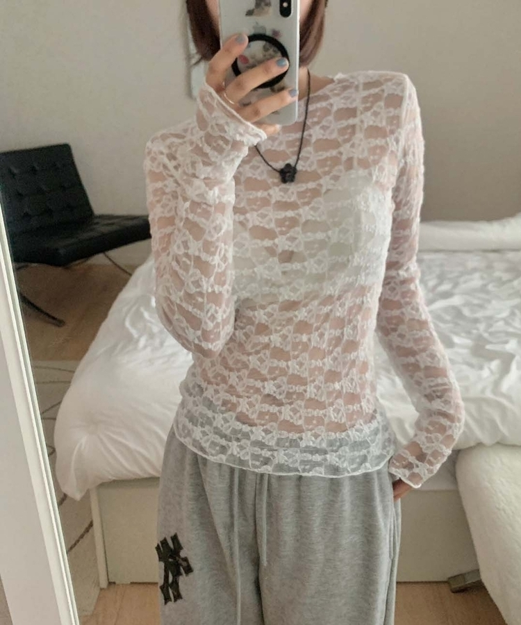 フラワーレーストップス WHITE