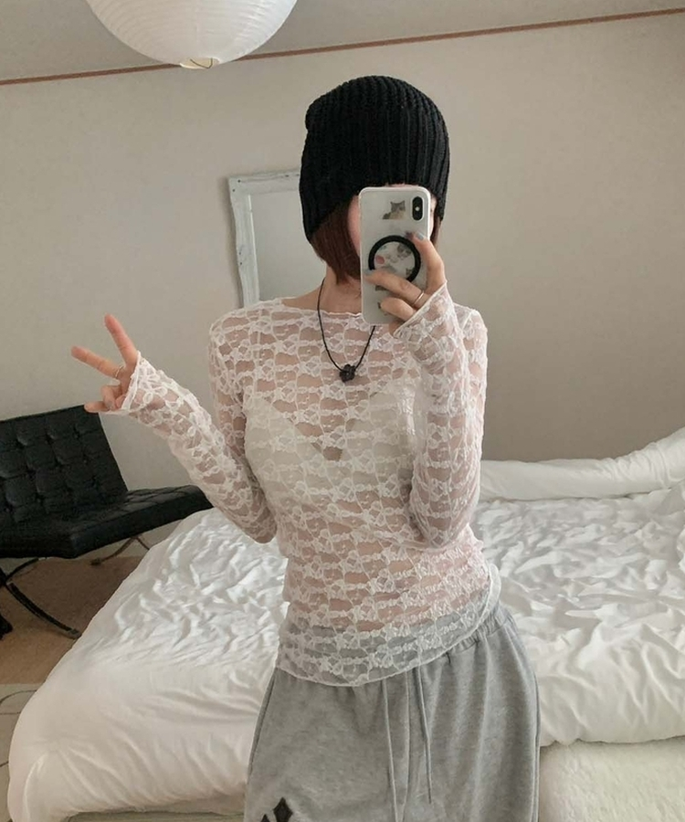 フラワーレーストップス WHITE