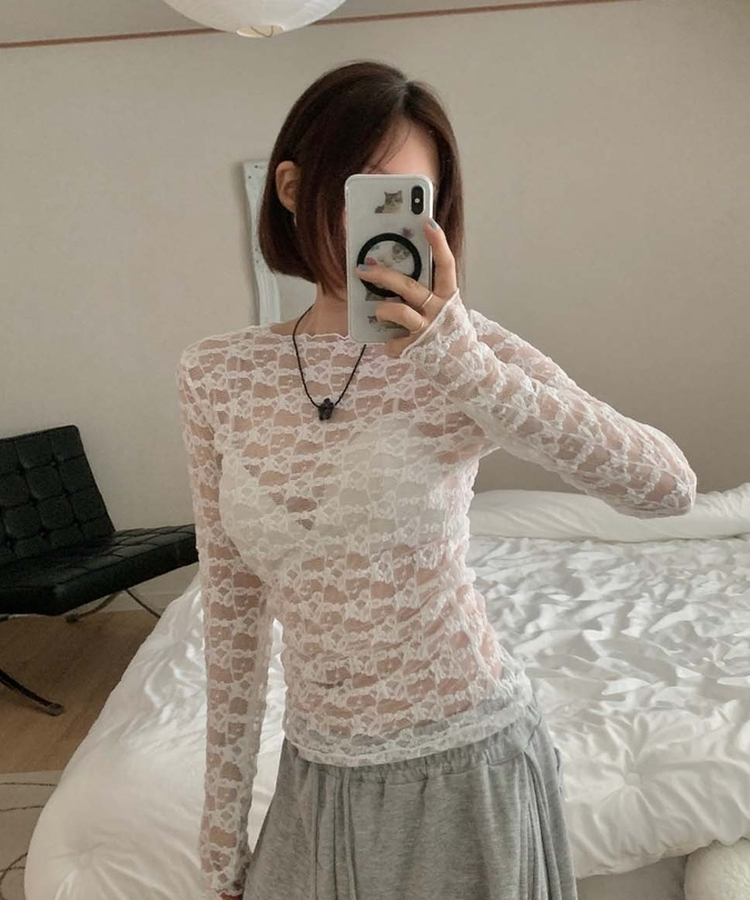 フラワーレーストップス WHITE