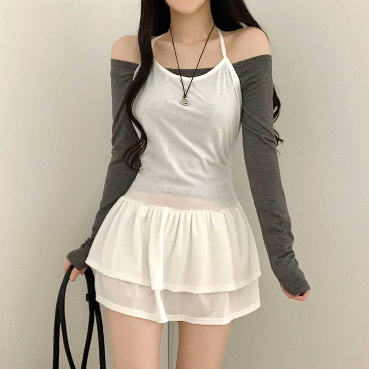【SET】キャミソールワンピース＋長袖Tシャツ IVORY