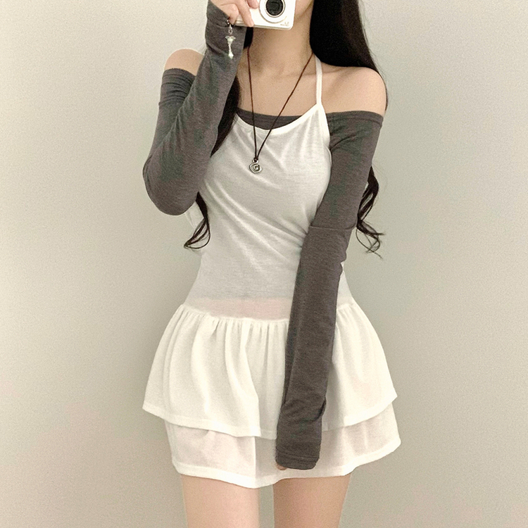 【SET】キャミソールワンピース＋長袖Tシャツ IVORY