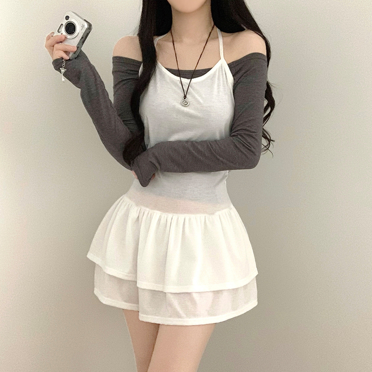【SET】キャミソールワンピース＋長袖Tシャツ IVORY