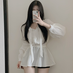 フリルリボンミニワンピース WHITE