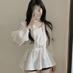 フリルリボンミニワンピース WHITE