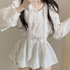 フリルリボンミニワンピース WHITE