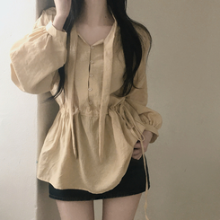 フリルリボンミニワンピース BEIGE