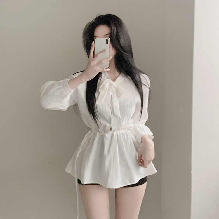 フリルリボンミニワンピース WHITE