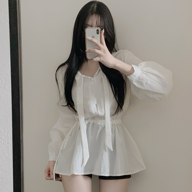 フリルリボンミニワンピース WHITE