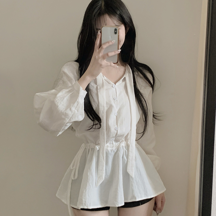 フリルリボンミニワンピース WHITE