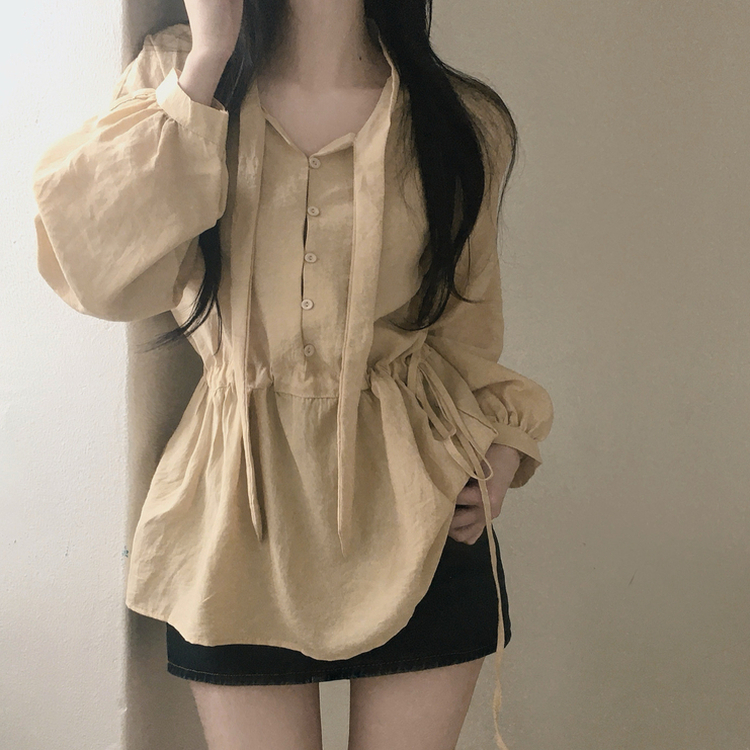 フリルリボンミニワンピース BEIGE