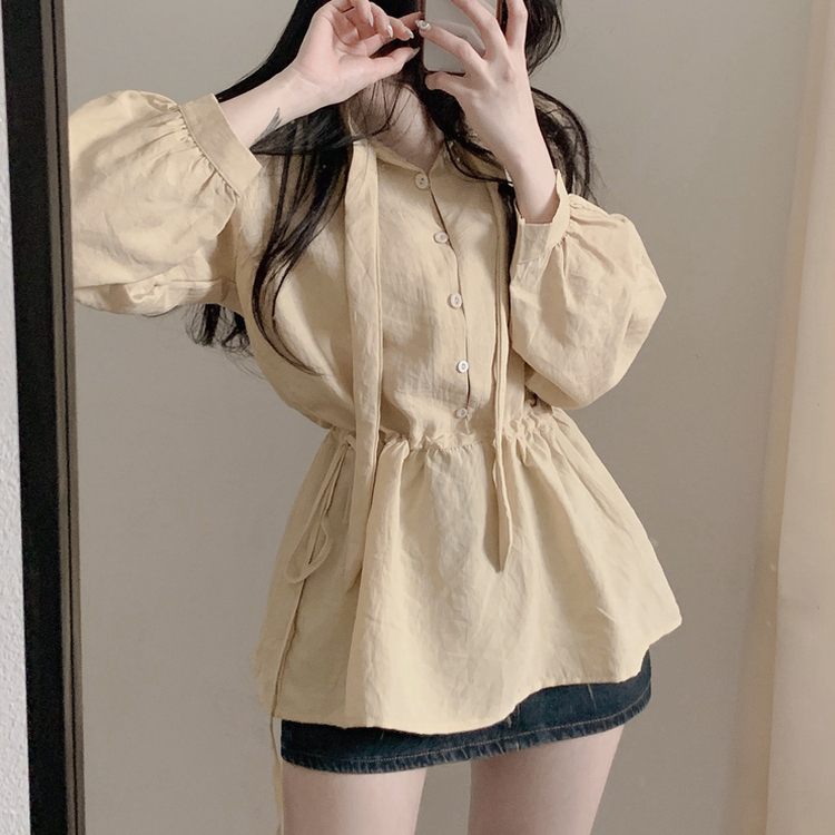 フリルリボンミニワンピース BEIGE