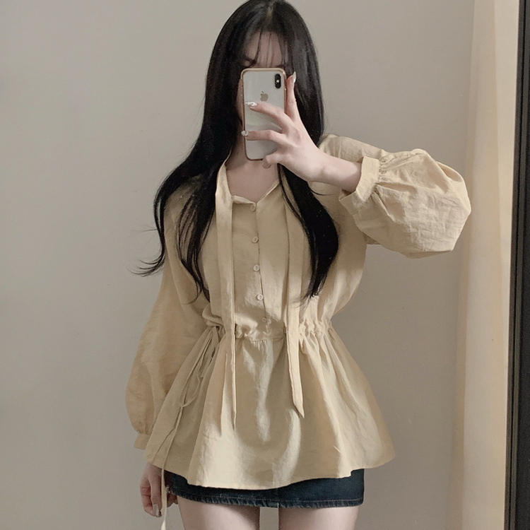 フリルリボンミニワンピース BEIGE