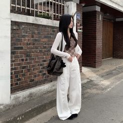 【SET】チェックレースキャミソール カーディガン IVORY