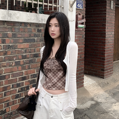 【SET】チェックレースキャミソール カーディガン IVORY