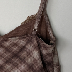 【SET】チェックレースキャミソール カーディガン