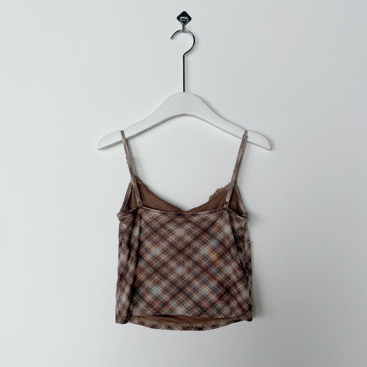 【SET】チェックレースキャミソール カーディガン