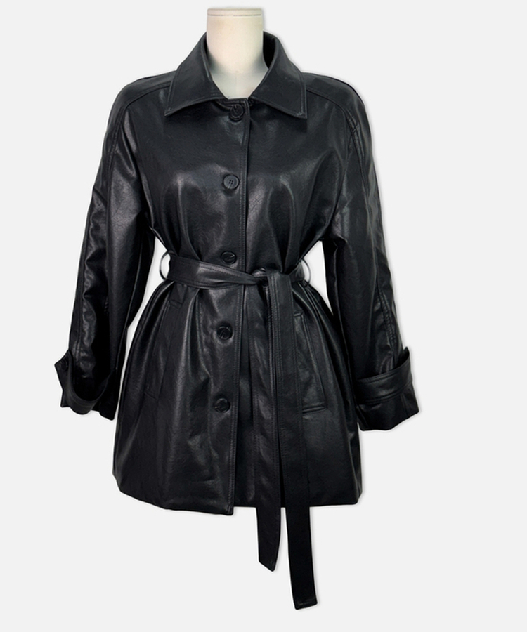 【ベルト付き】ハーフレザージャケット