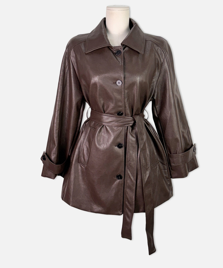 【ベルト付き】ハーフレザージャケット