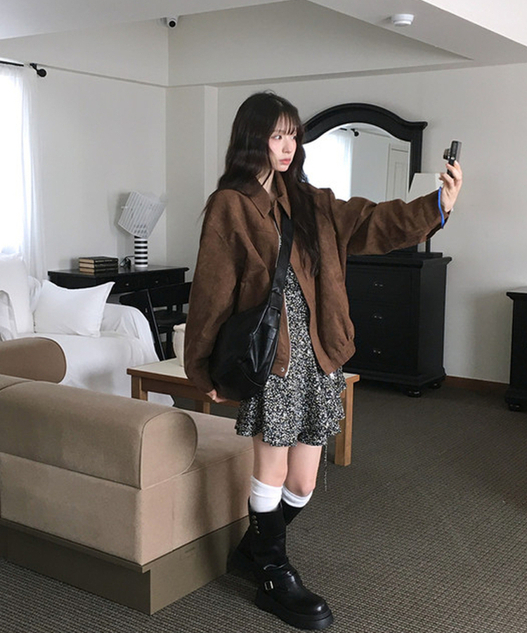 スエードラグランジャケット BROWN