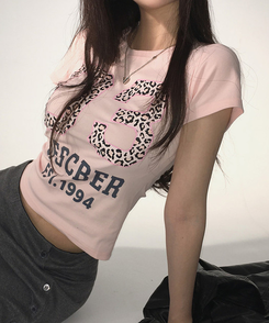 ピンクレオパード半袖Tシャツ PINK
