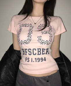 ピンクレオパード半袖Tシャツ PINK