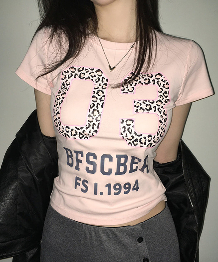 ピンクレオパード半袖Tシャツ PINK