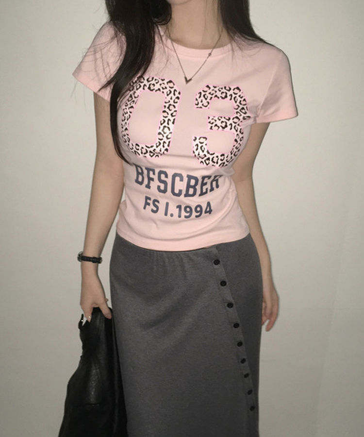 ピンクレオパード半袖Tシャツ PINK