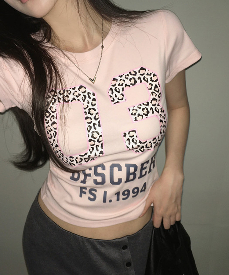 ピンクレオパード半袖Tシャツ PINK
