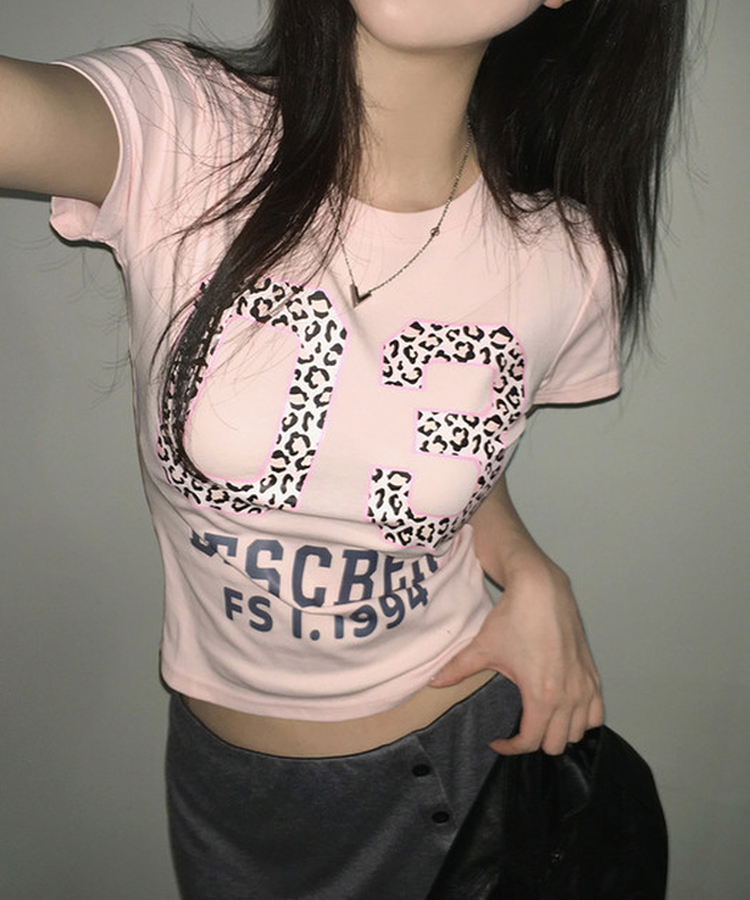 ピンクレオパード半袖Tシャツ PINK