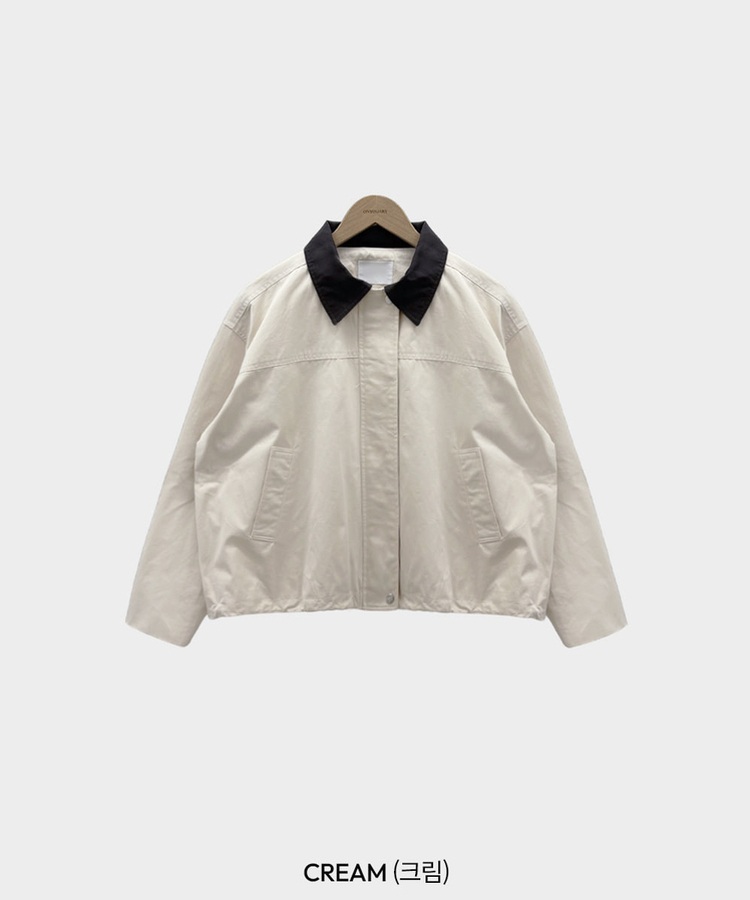 특별한 배색포인트아이즈 배색 카라 루즈핏 스트링 자켓 점퍼