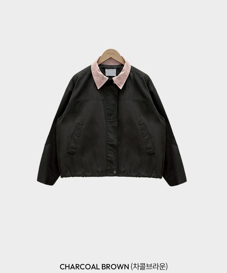 특별한 배색포인트아이즈 배색 카라 루즈핏 스트링 자켓 점퍼