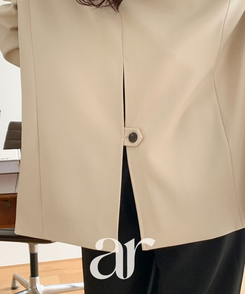 (MADE/ブランドクオリティ/通勤コーデ) クラシック テーラード バックポイント スリット ビジョー シングルジャケット BEIGE