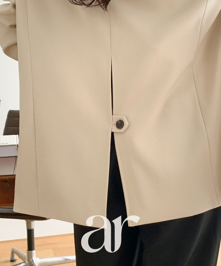 (MADE/ブランドクオリティ/通勤コーデ) クラシック テーラード バックポイント スリット ビジョー シングルジャケット BEIGE