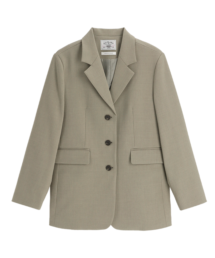 (MADE/ブランドクオリティ/通勤コーデ) クラシック テーラード バックポイント スリット ビジョー シングルジャケット