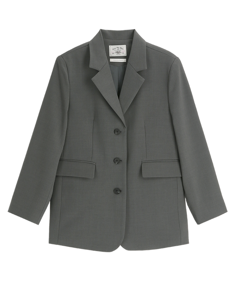 (MADE/ブランドクオリティ/通勤コーデ) クラシック テーラード バックポイント スリット ビジョー シングルジャケット