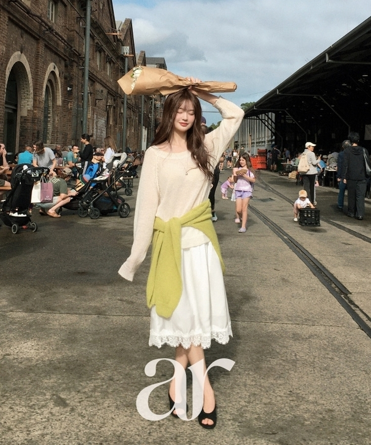 サテン レース ミディスカート IVORY