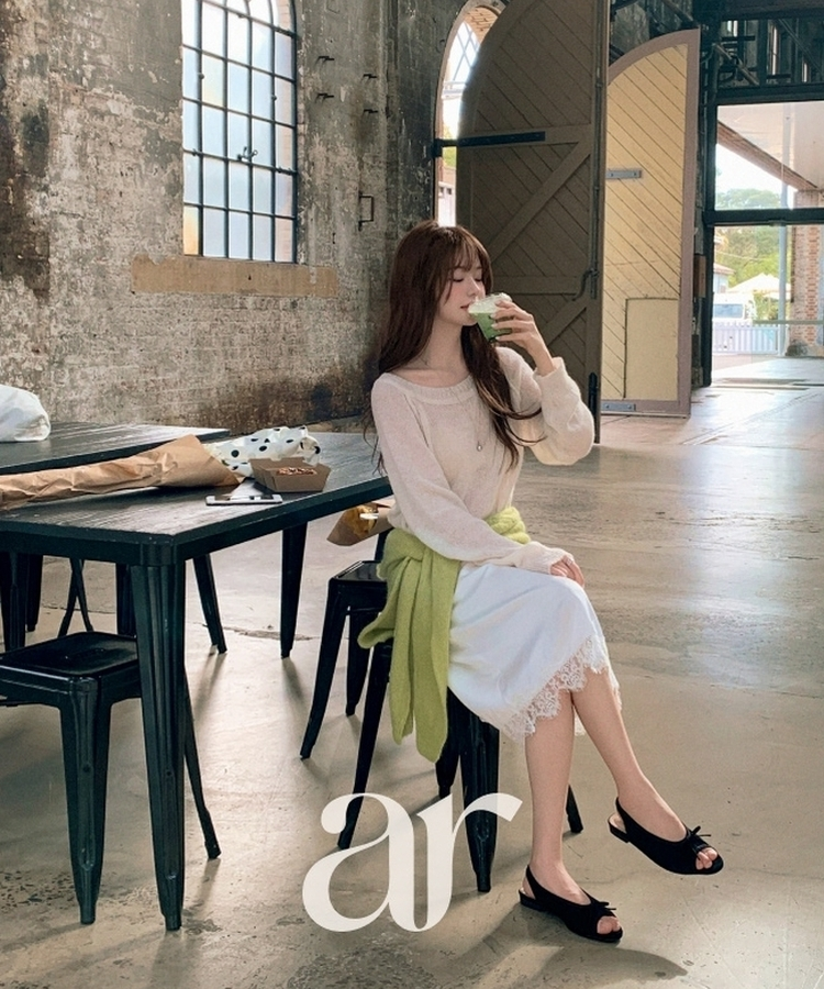 サテン レース ミディスカート IVORY