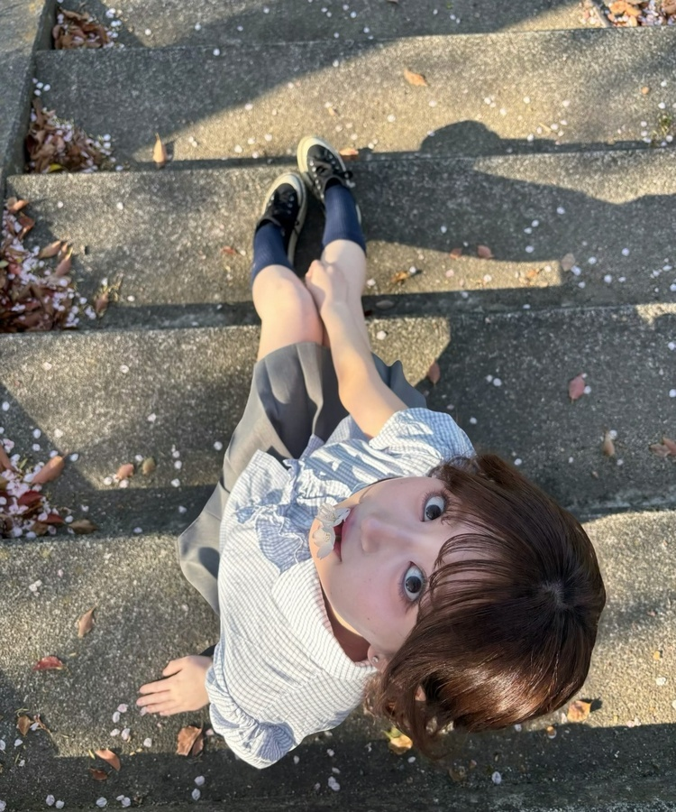 チェックフリルパフブラウス SKY BLUE