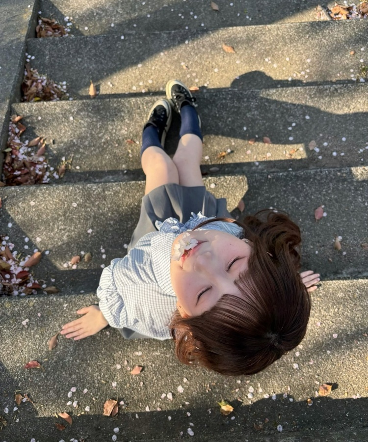 チェックフリルパフブラウス SKY BLUE