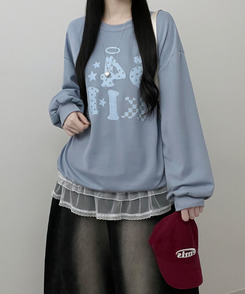 칼리도트레터링프린팅박스핏긴팔맨투맨 소라